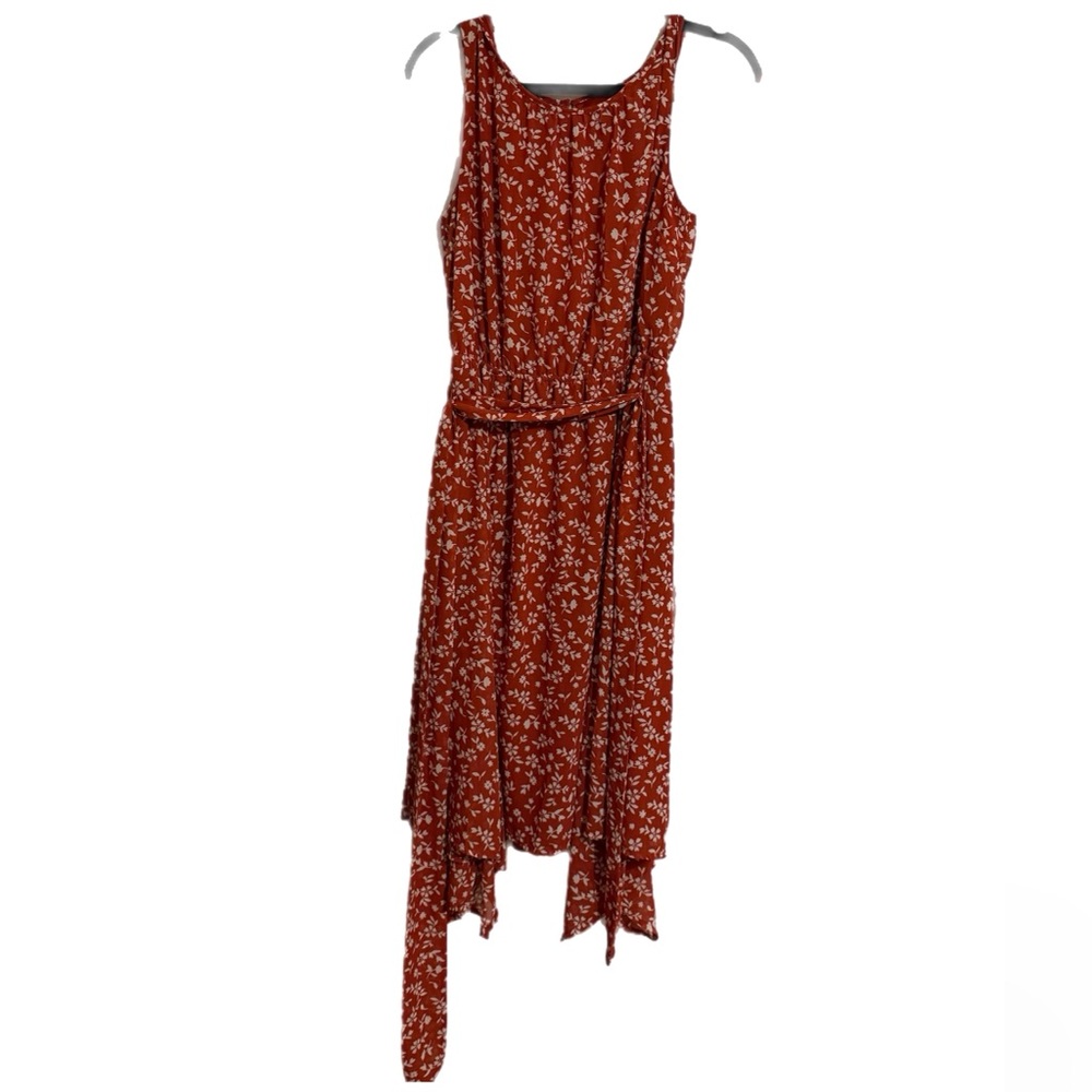 Floral Sleeveless Red Dress